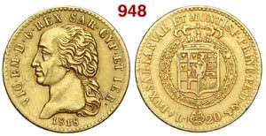 Savoia - Vittorio Emanuele I - 20 Lire 1818 ... 
