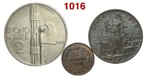 Regno dItalia - Lotto di 3 monete: - 2 Lire ... 
