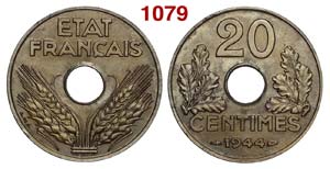 France - Iron 20 Centimes 1944 - KM900.2a ... 