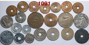 French Indo-China - Lotto di 22 monete, ... 