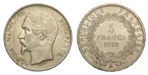 France - Loius Napoleon - 5 Francs 1852 A - ... 