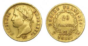 France - Napoleone I - 20 Francs 1812 W - Au ... 