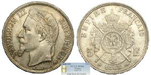 France - Napoleone III - 5 Francs 1868 BB - ... 