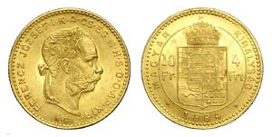 Hungary - Franz Joseph - 10 Francs 1884 - Au ... 