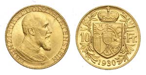 Liechtenstein - Franz I - 10 Francs 1930 - ... 
