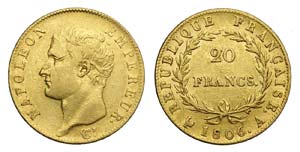 France - Napoleone I - 20 Francs 1806 A - Au ... 