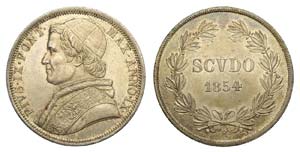 Roma - Pio IX - Scudo 1854 - Ag mm 37,6 - ... 