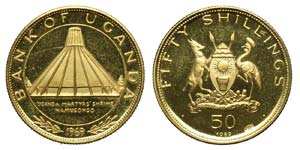 Uganda - 50 Shillings 1969 - Au mm 21 g 6,91 ... 