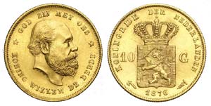 Netherlands - William III - 10 Gulden 1876 - ... 