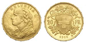 Switzerland - 20 Francs 1926 - Rara Au mm 21 ... 