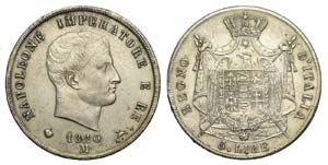Milano - Napoleone I - 5 Lire 1810 - RR Ag ... 