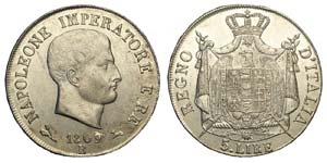 Bologna - Napoleone I - 5 Lire 1809 - Rara ... 