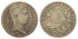 France - Napoleone I - 5 Francs 1815 Q - RR ... 