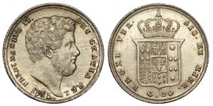 Napoli - Ferdinando II - Tarì 1855 - Ag mm ... 