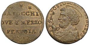 Perugia - Pio VI - Sampietrino 1797 - Cu mm ... 