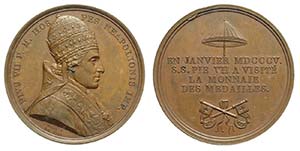 Pio VII - Medaglia a ricordo della visita ... 