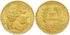France, Second Republic, 20 Francs 1851 A, ... 