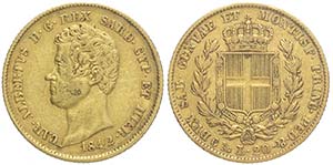 Savoia, Carlo Alberto, 20 Lire 1842 Genova, ... 
