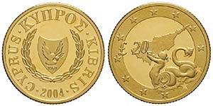 Cyprus, Republic, 20 Pounds 2004, Au mm 22 g ... 