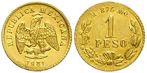 Mexico, Second Republic, Peso 1881 Mo M, Au ... 