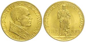 Roma, Pio XII, 100 Lire 1940, Rara Au mm ... 