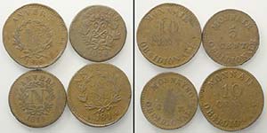 France, Antwerp, Lotto di 4 monete con 5 ... 