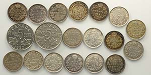 Canada, Lotto di 19 monete da 5 Cents, ... 