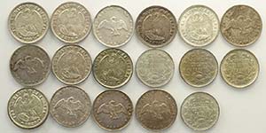 Chile, Decimal Coniage, Lotto di 17 monete ... 