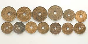Congo, Lotto di 13 monete da 1 e 2 Centimes, ... 