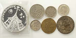 Denmark e West Indies, Lotto di 7 monete, ... 