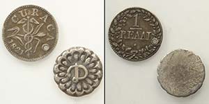 Lotto di 2 monete: Curacao Reaal 1821 ... 