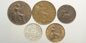 Great Britain, Victoria, Lotto di 5 monete, ... 