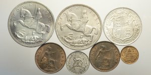 Great Britain, George V, lotto di 7 monete, ... 