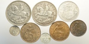 Great Britain, George V, lotto di 8 monete, ... 