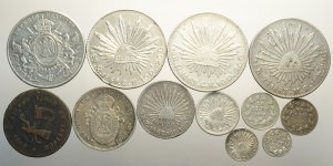 Mexico, Lotto di 12 monete 1860-1869, ... 