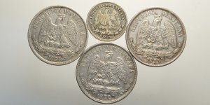 Mexico, Lotto di 4 monete 1871-1873, ... 