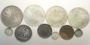 Mexico, Lotto di 10 monete 1887-1890, ... 