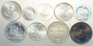 Mexico, Oz Coniage, Lotto di 9 monete