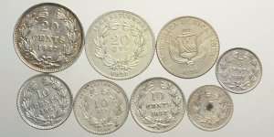 Nicaragua, Lotto di 8 monete 1880-1887, ... 