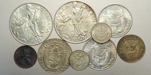 Panama, Lotto di 9 monete 1934-1953, ... 