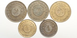 Paraguay, Lotto di 5 monete 1870, ... 