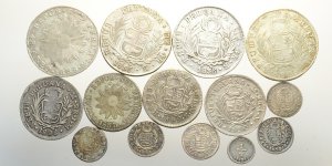 Peru, Lotto di 14 monete 1828-1839, ... 