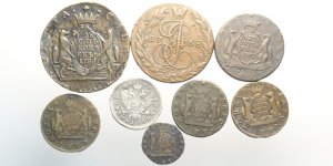 Russia, Lotto di 8 monete 1746-1781, ... 