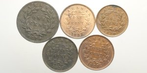 Sarawak, Lotto di 5 monete 1870-1937, ... 