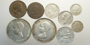 Spain, Lotto di 9 monete 1812-1896 ... 