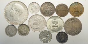 Spain, Lotto di 12 monete 1723-1937 ... 