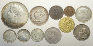 Spain, Lotto di 11 monete 1899-1937 ... 