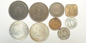 Straits Settlements, Lotto di 9 monete ... 