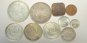 Straits Settlements, Lotto di 10 monete ... 