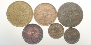 Uruguay, Lotto di 6 monete 1854-1869, ... 